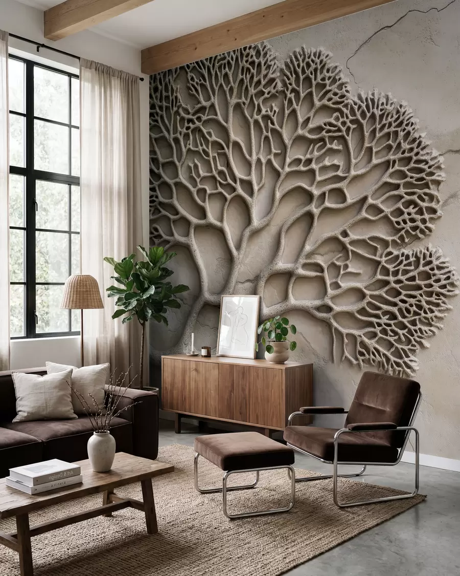 murales de pared Ecos de hojas talladas w02908
