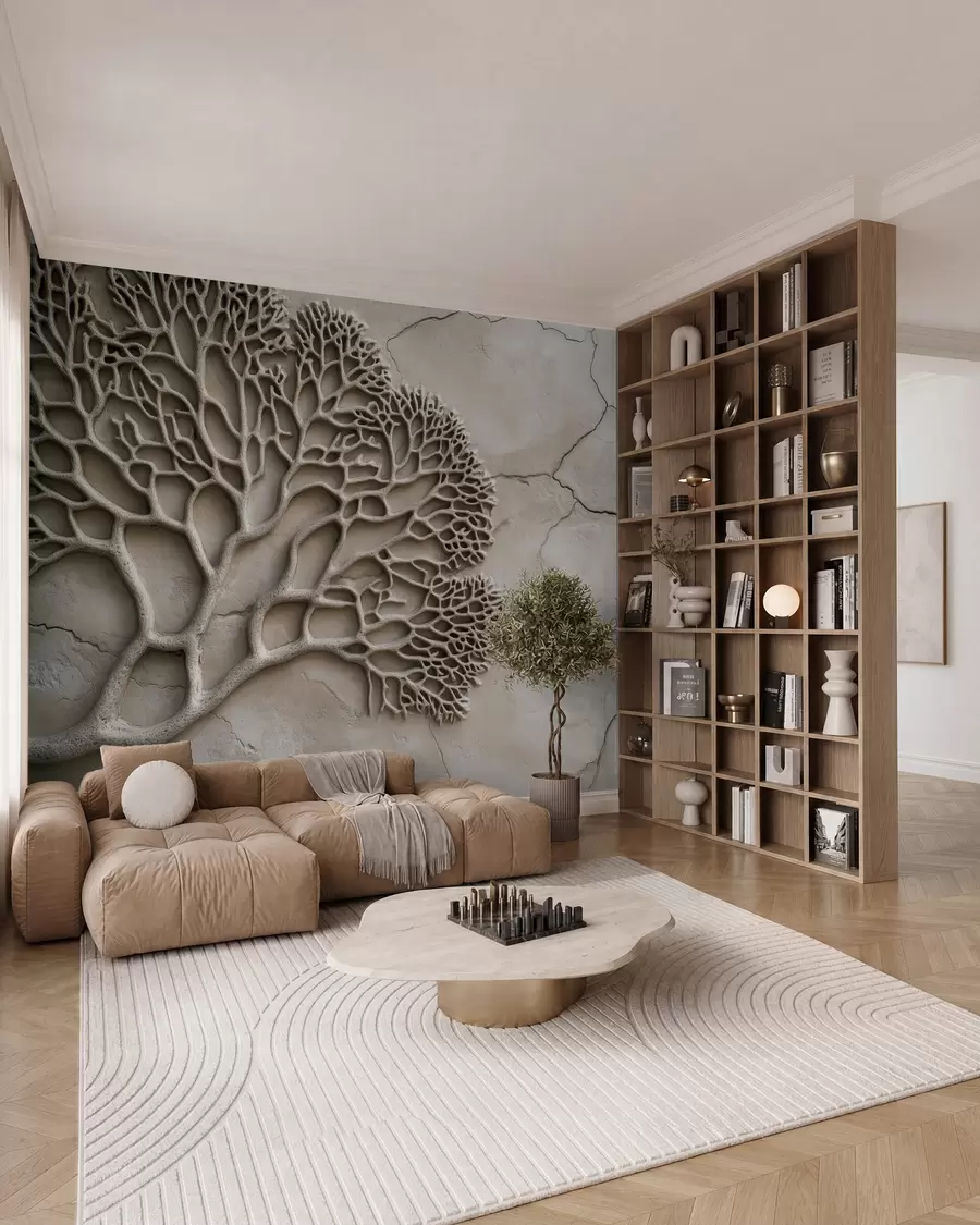 murales de pared Ecos de hojas talladas w02908