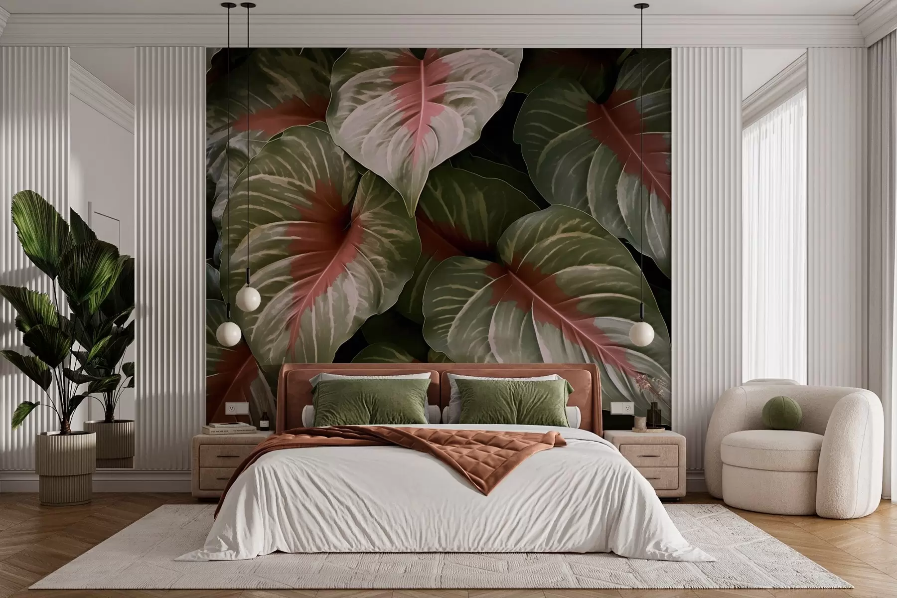 murales de pared Grandes hojas tropicales w03033
