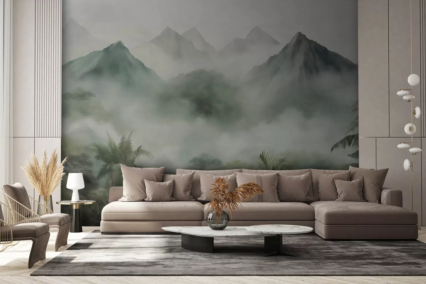 murales de pared Rincón tropical en las montañas, imitación de acuarela w08760