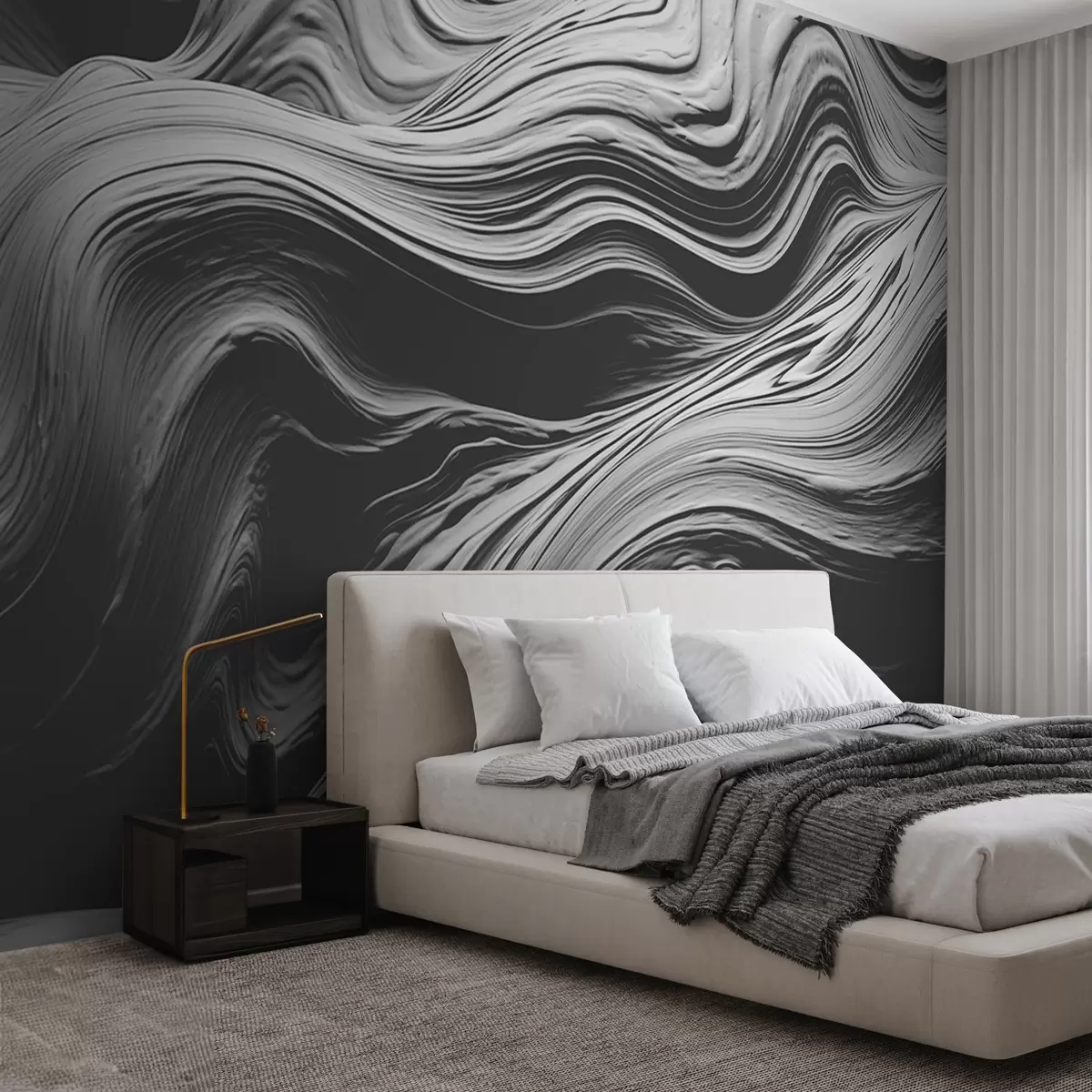 murales de pared Textura abstracta gris y blanca w08751