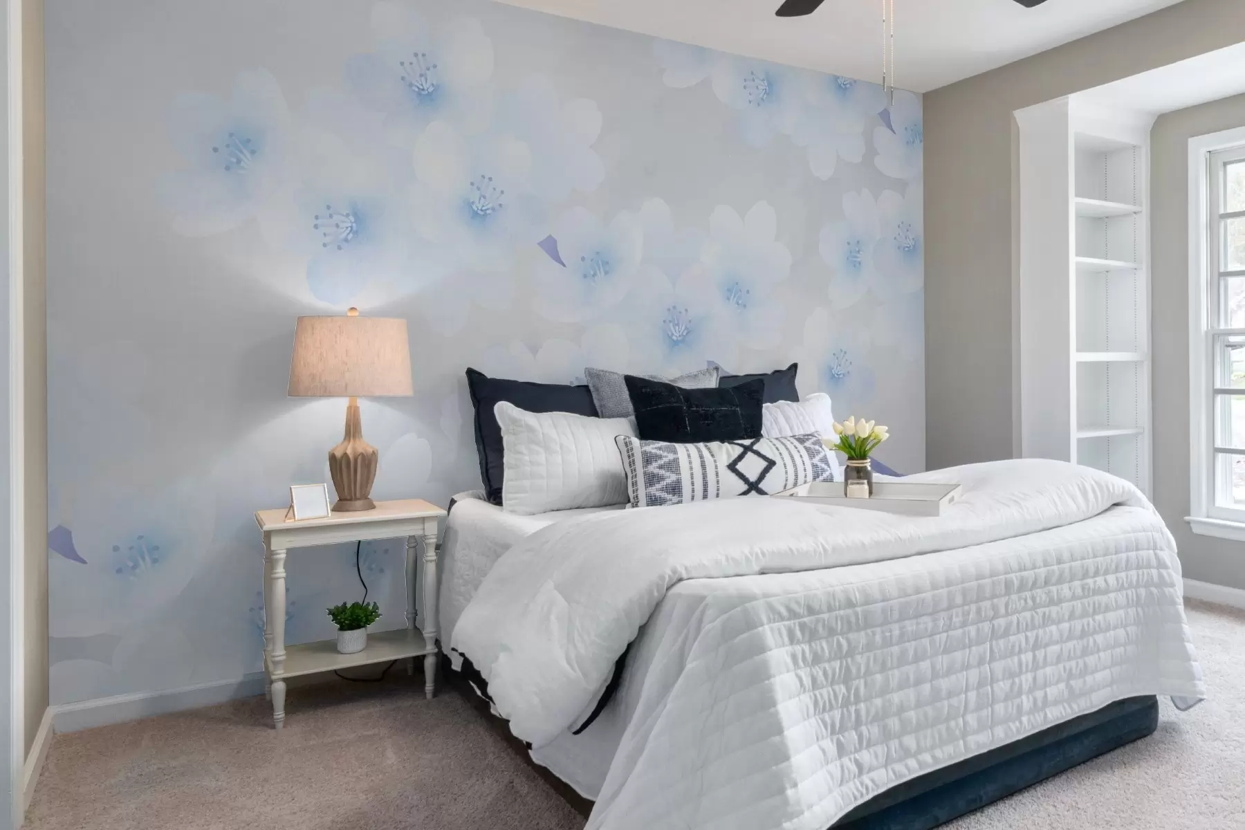 murales de pared Delicadas ramas con flores azules w03099v1