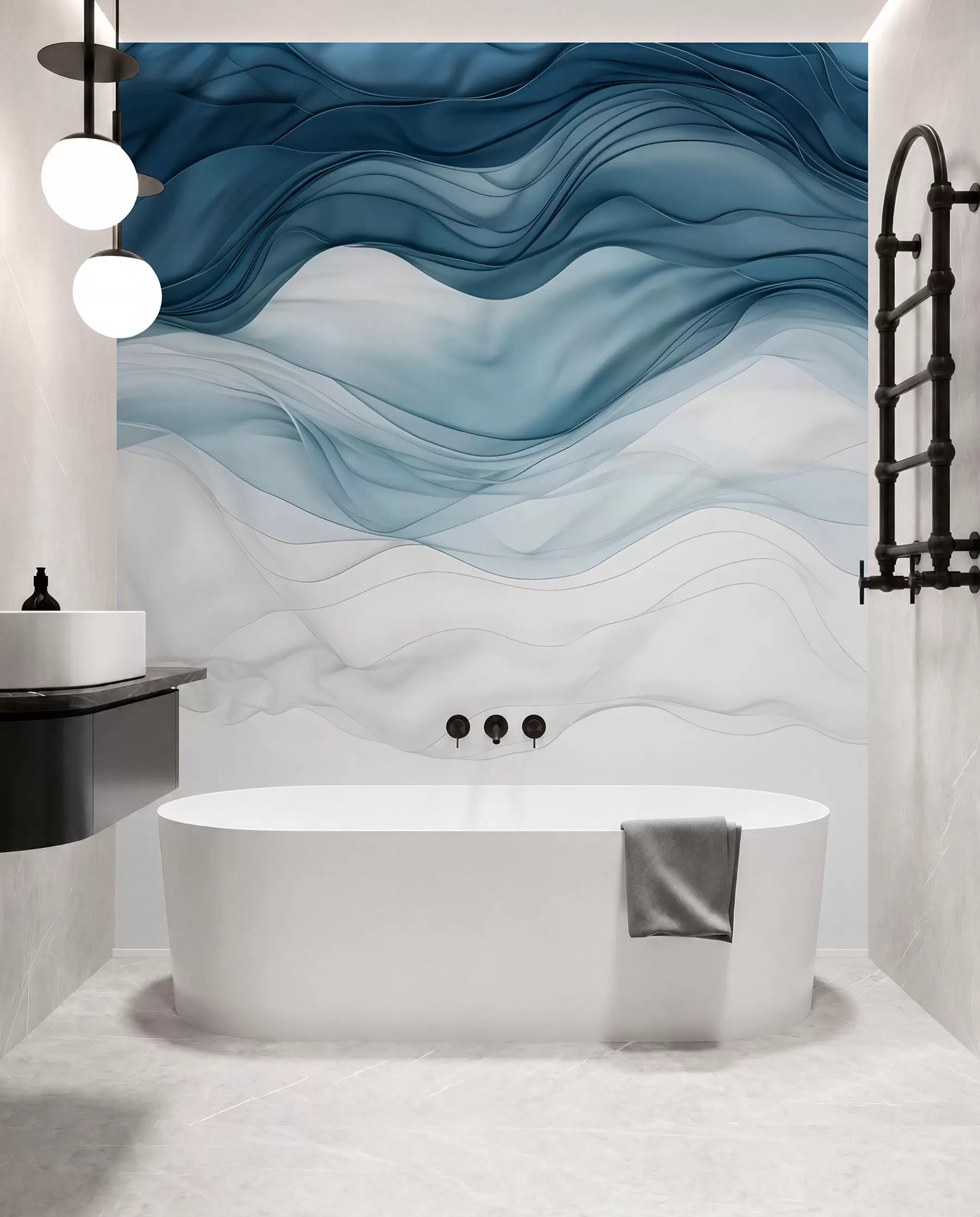 murales de pared Mareas en capas de azul w08775