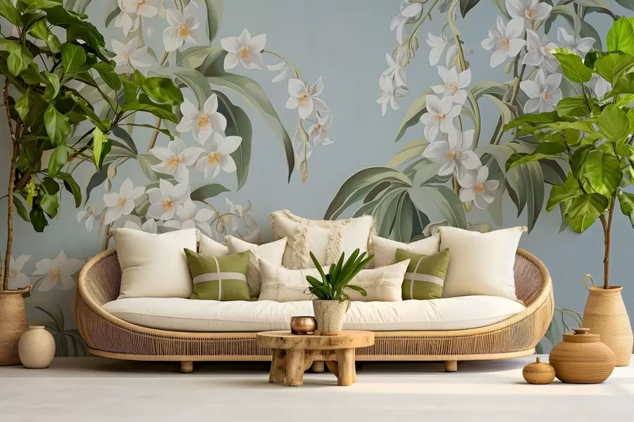 murales de pared Ramas floridas dibujadas w03204