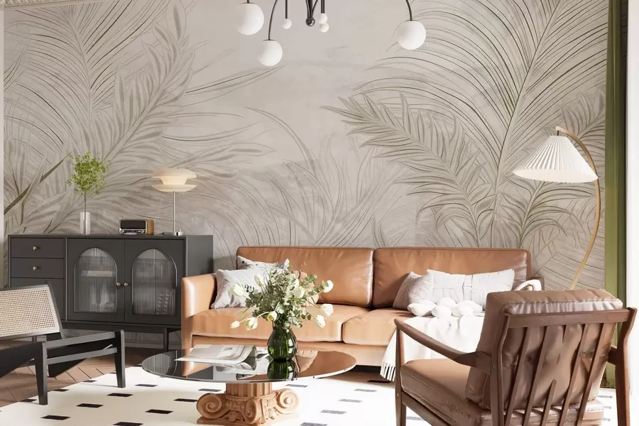 murales de pared Elegantes hojas grunge w03207