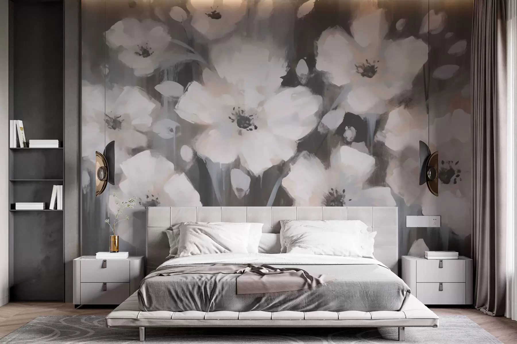 murales de pared Grandes flores blancas w03217