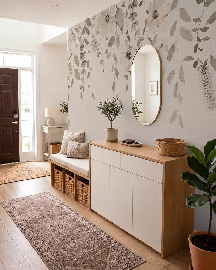 murales de pared Flores y hojas colgantes de acuarela w03315v4