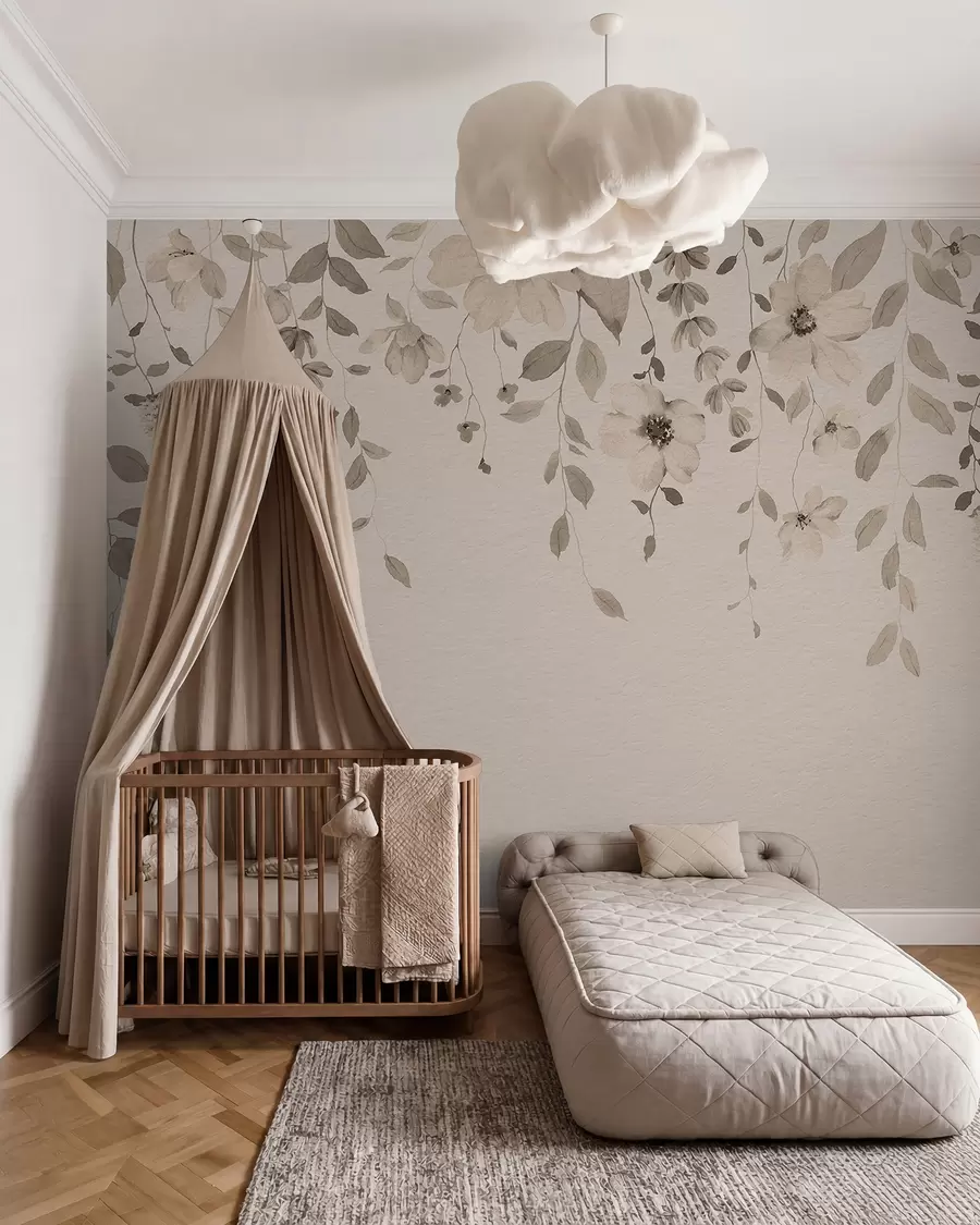 murales de pared Flores y hojas colgantes de acuarela w03315v4