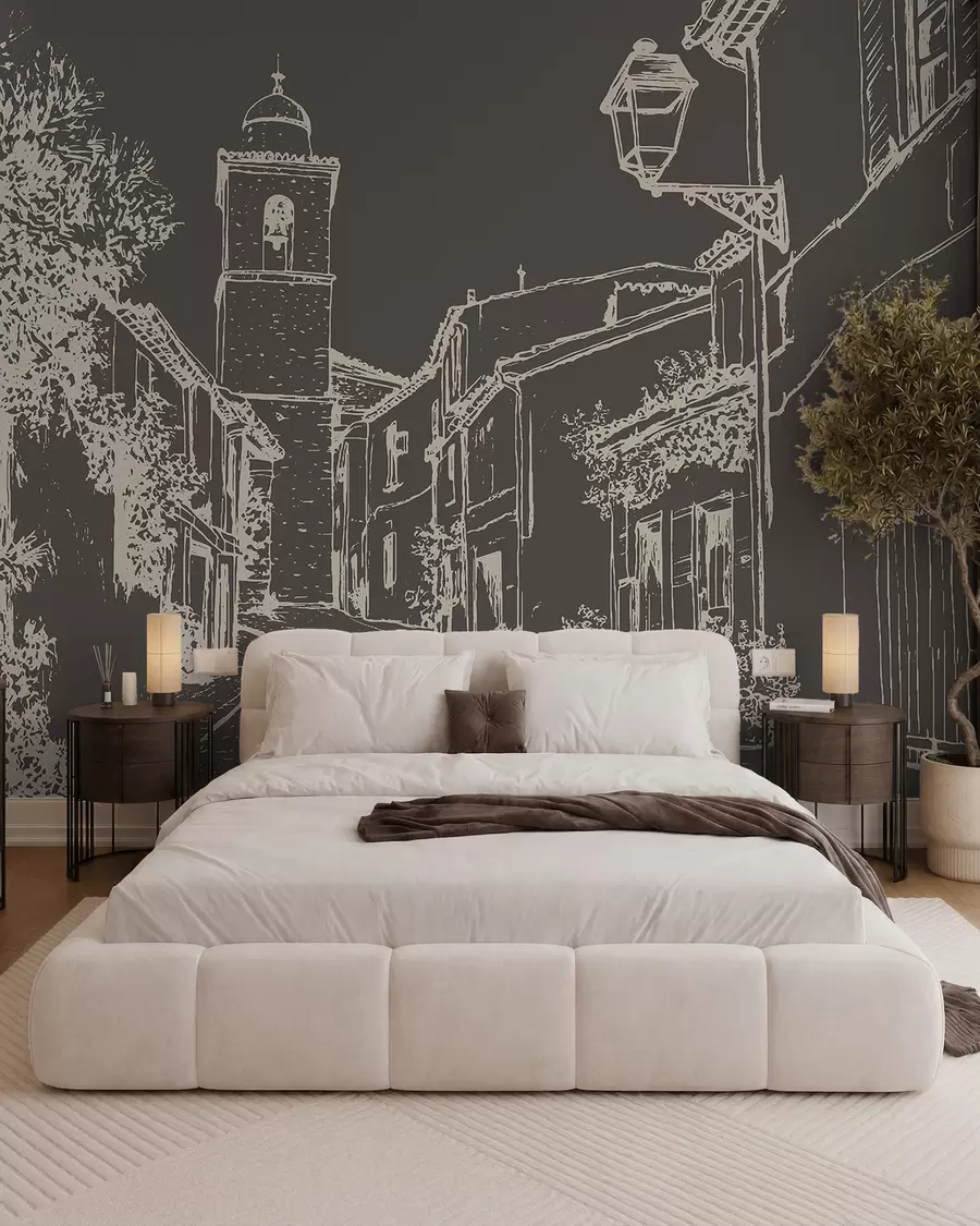 murales de pared Pueblo dibujado en tiza w03345v2