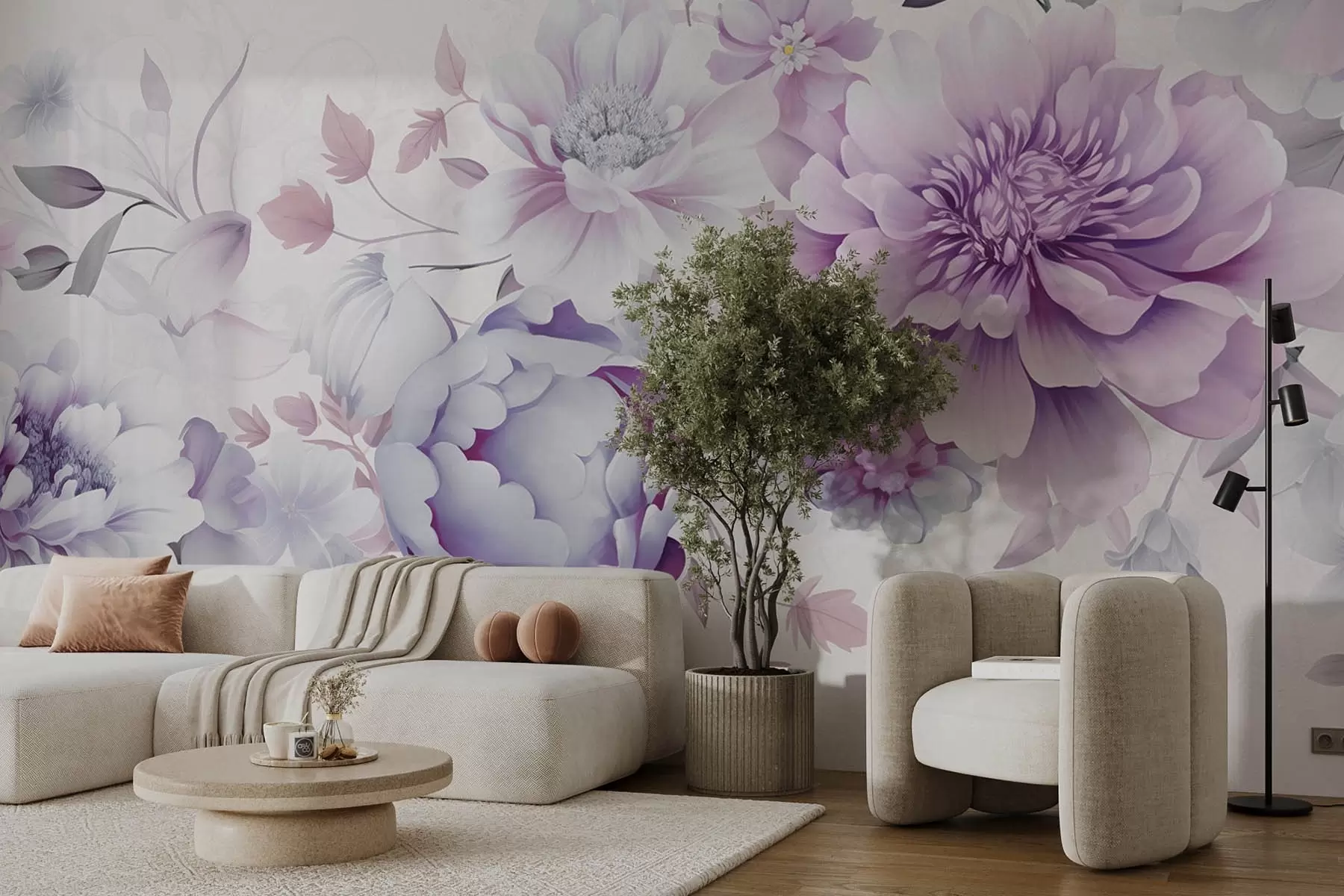 murales de pared Variedad de grandes flores lilas w08905v1