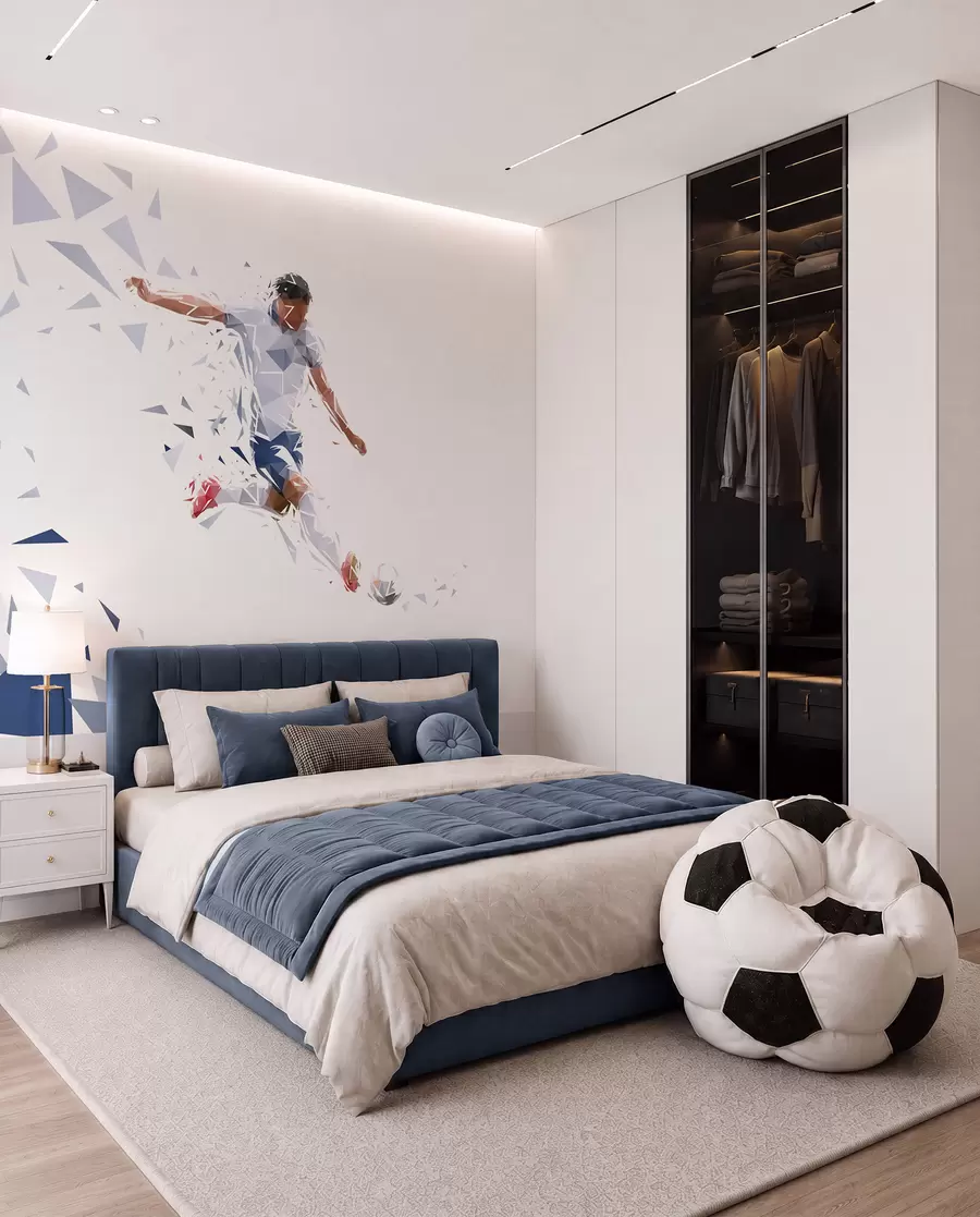 murales de pared Fútbol en formas angulares w03289
