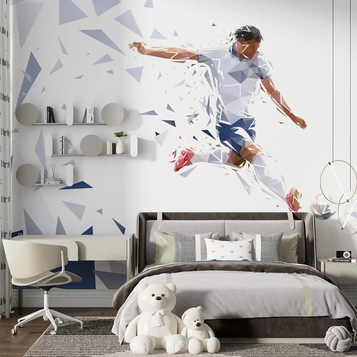 murales de pared Fútbol en formas angulares w03289