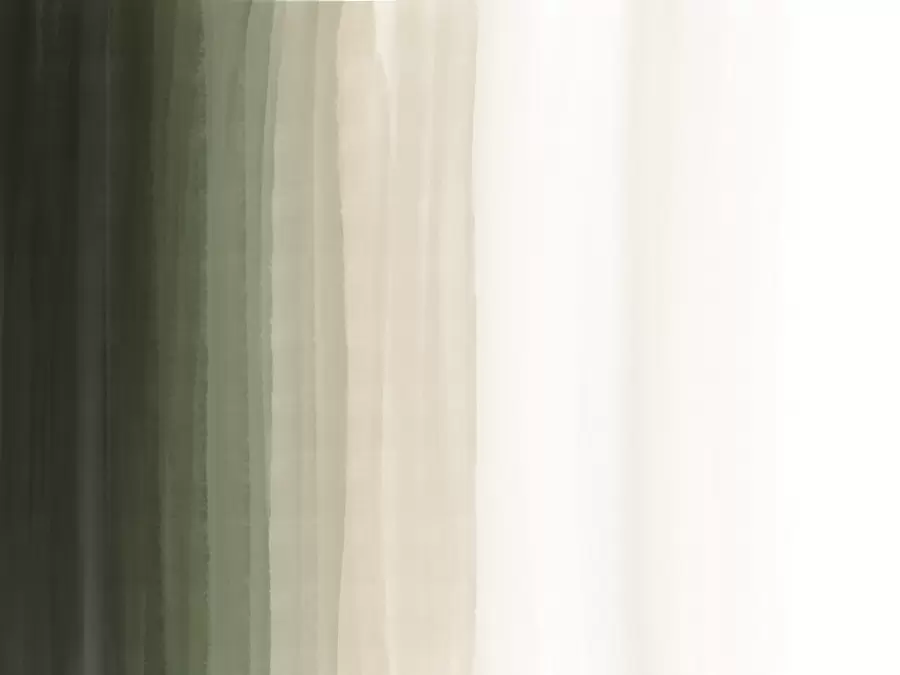murales de pared Estampado abstracto minimalista degradado con rayas verticales de color verde oscuro, beige y blanco  w08915