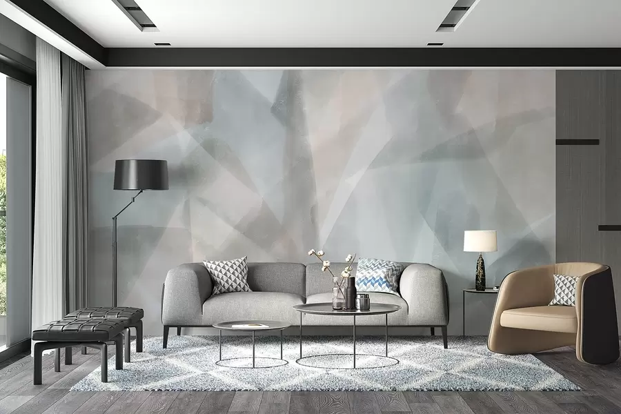 murales de pared Formas geométricas abstractas con efecto acuarela, suaves colores pastel w08919