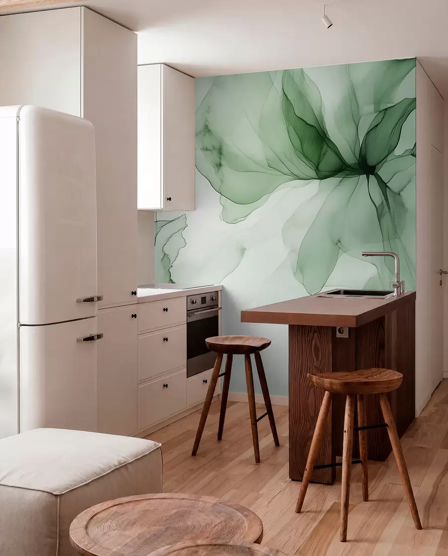 murales de pared Flores en verde esmeralda w03406