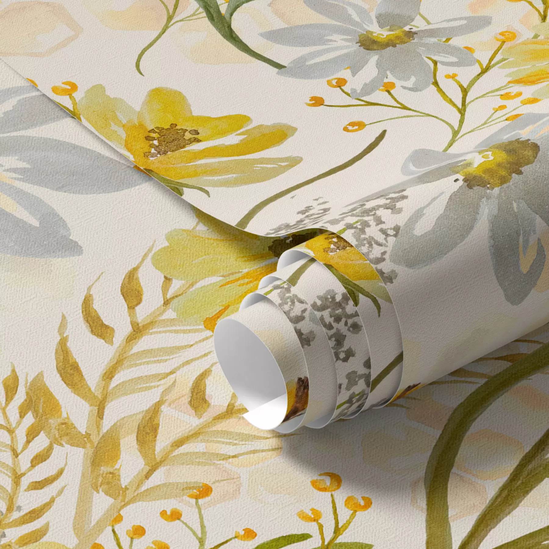 murales de pared Brillante composición floral en color amarillo a00045