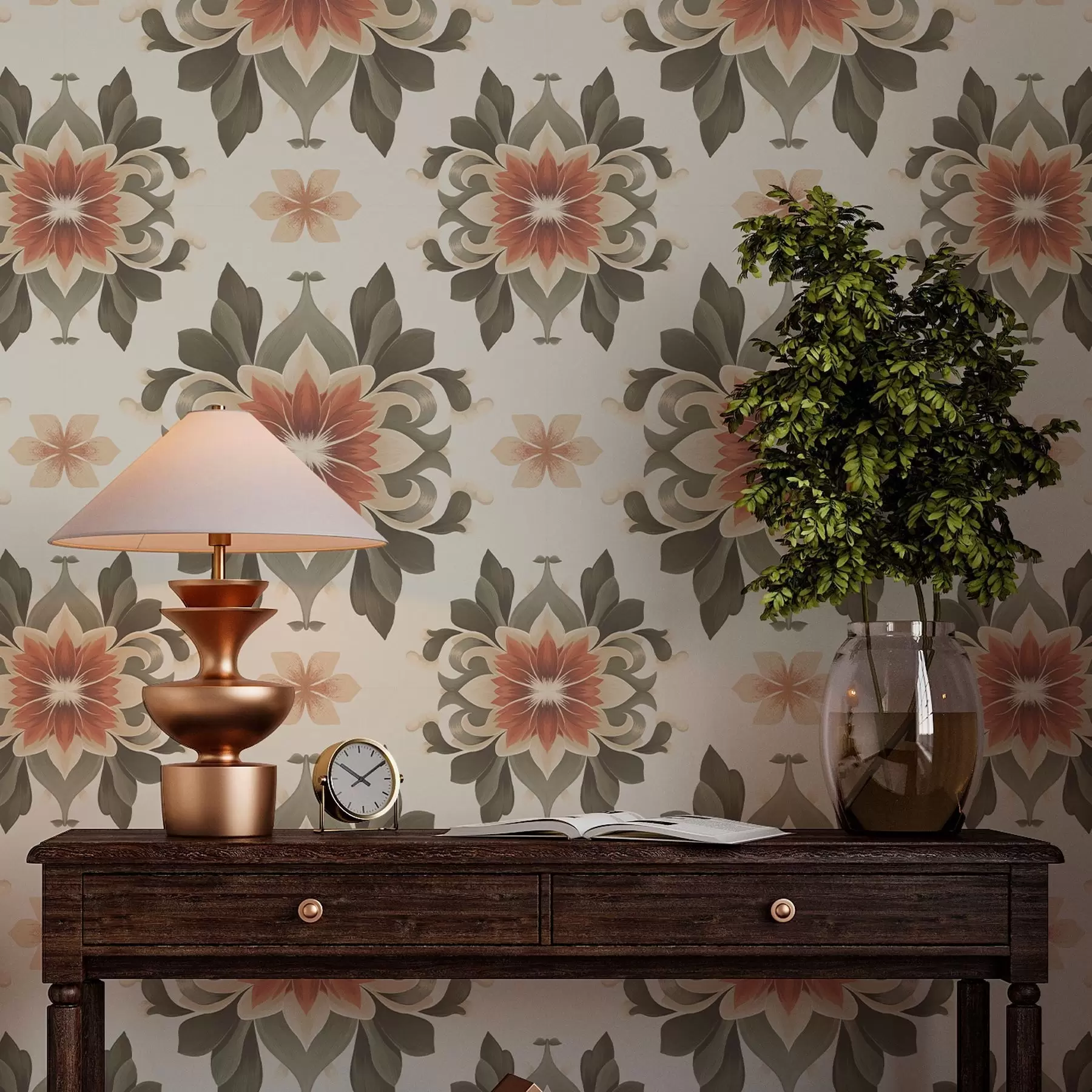 murales de pared Motivo floral abstracto sobre fondo claro a00069v1