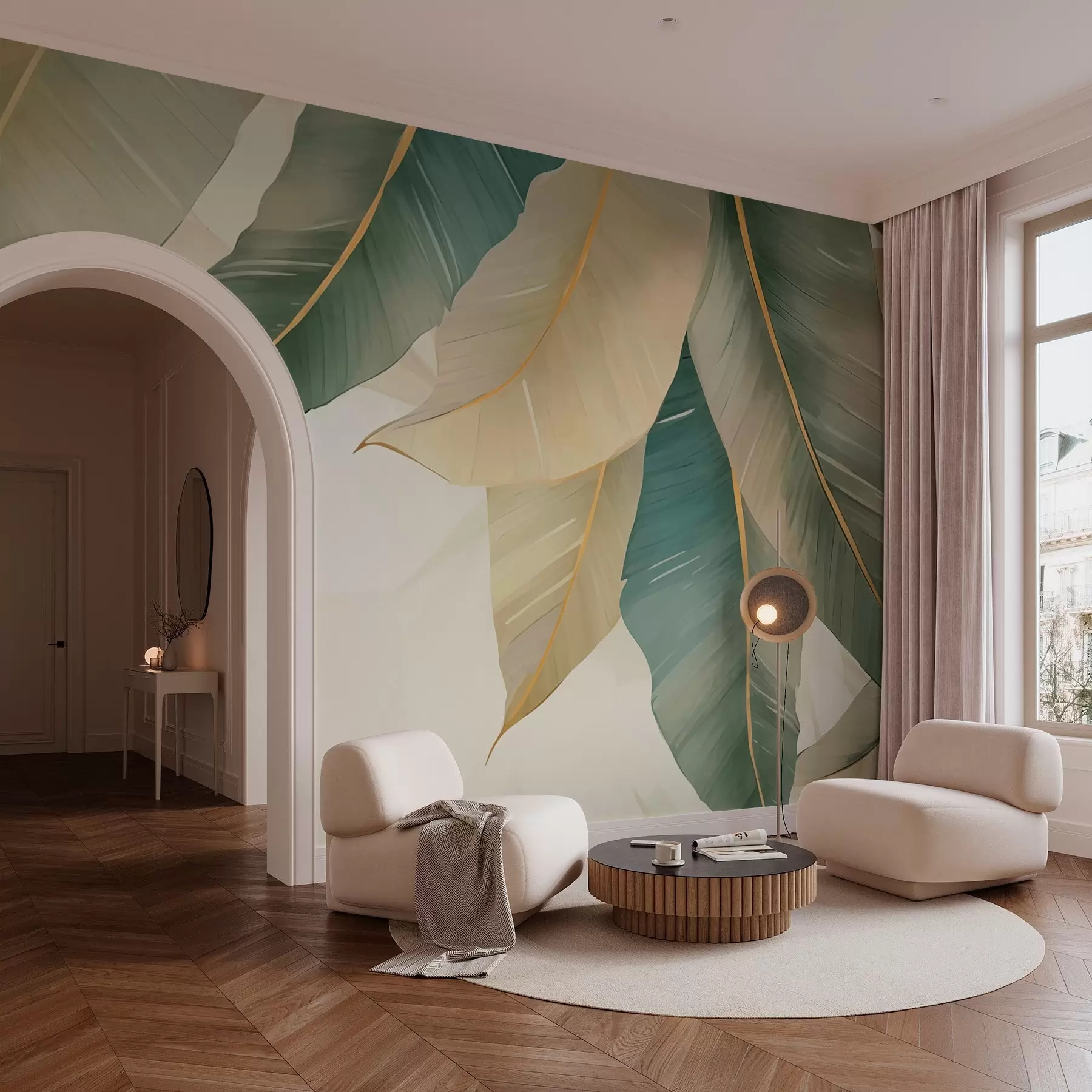 murales de pared Hojas tropicales verdes w03433