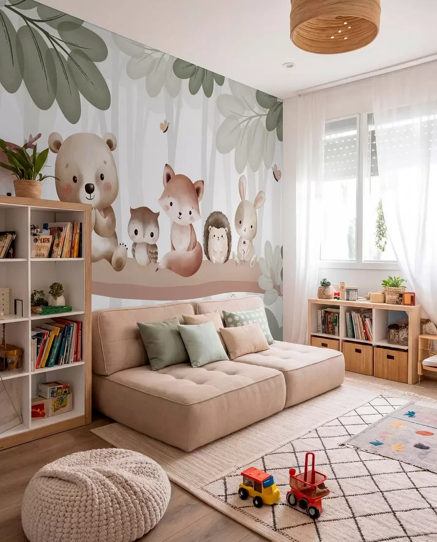 murales de pared Animales del bosque en fila w03411