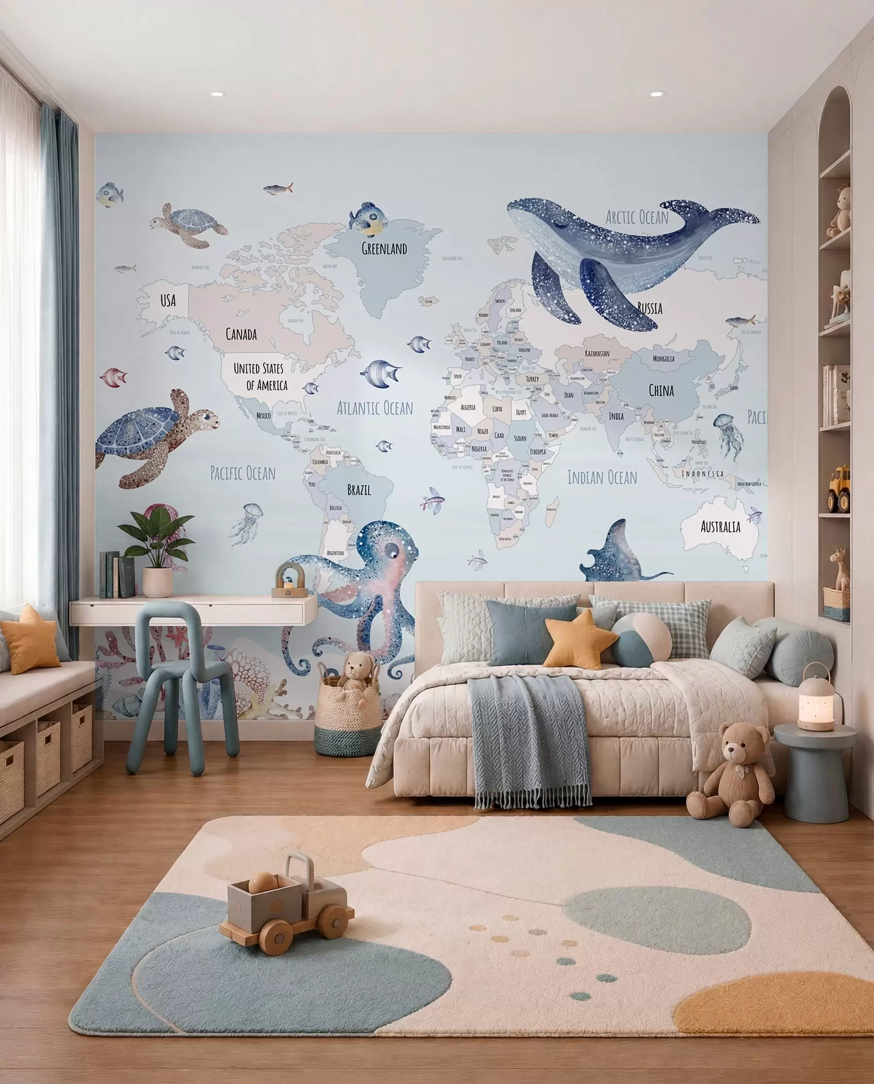 murales de pared Atlas oceánico en inglés w03526