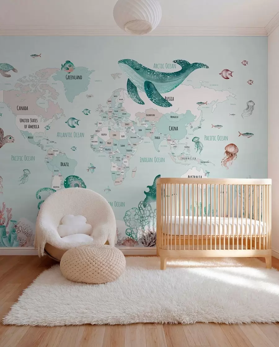 murales de pared Atlas marino menta en inglés w03526v2