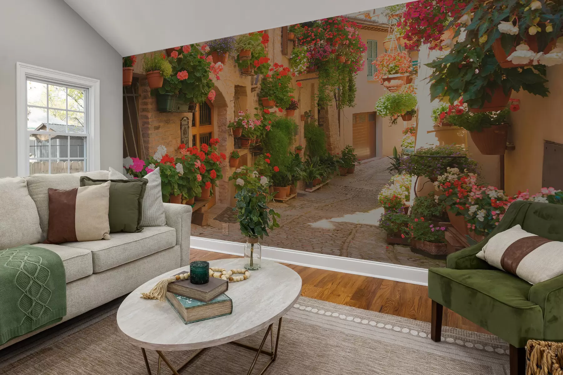 murales de pared calle italiana, flores u57180