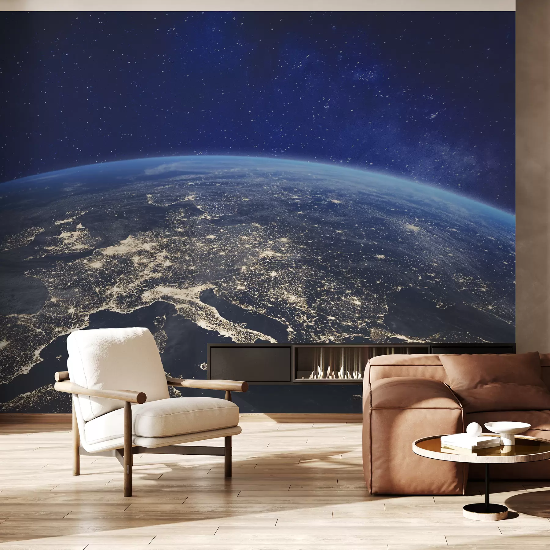 murales de pared Tierra nocturna, vista desde la estratosfera u62035