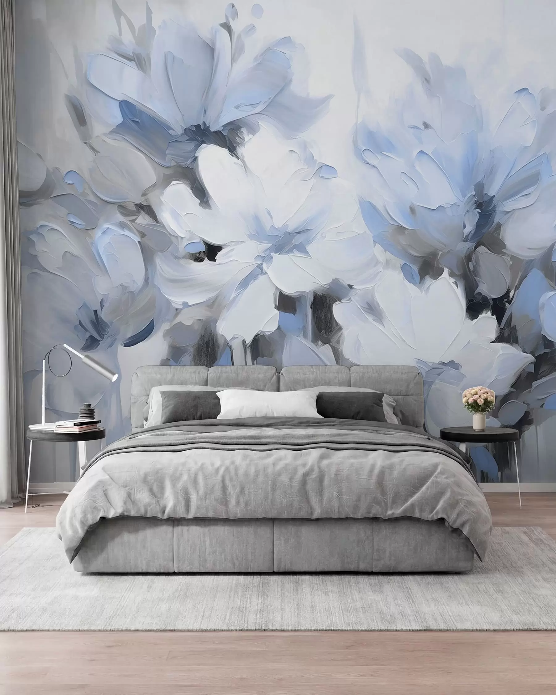 murales de pared Flores abstractas al óleo en tonos suaves w03575v2