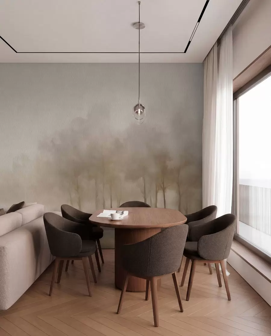 murales de pared Bosque abstracto con efecto sepia w03596