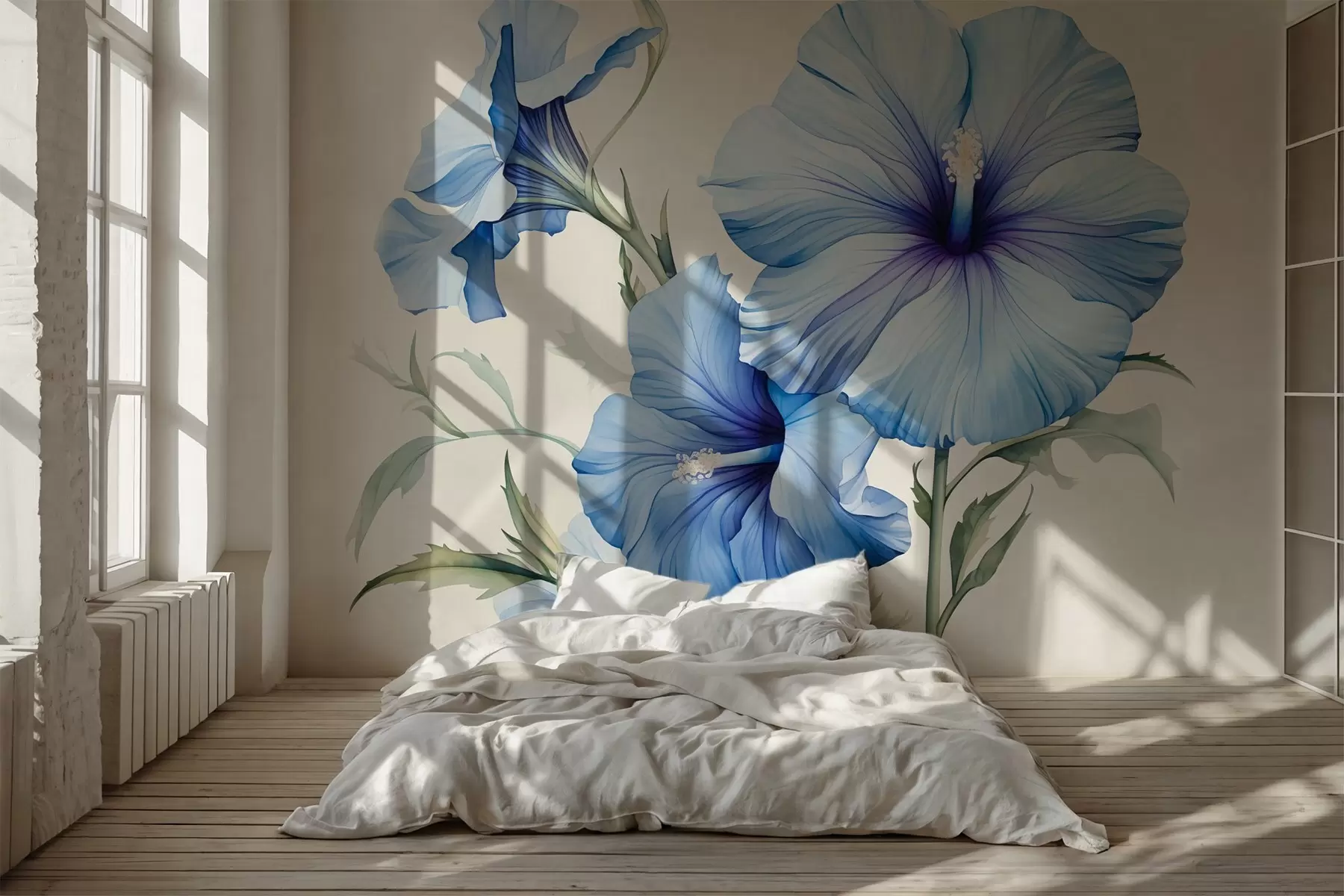 murales de pared Flores de petunia imitación acuarela w03624
