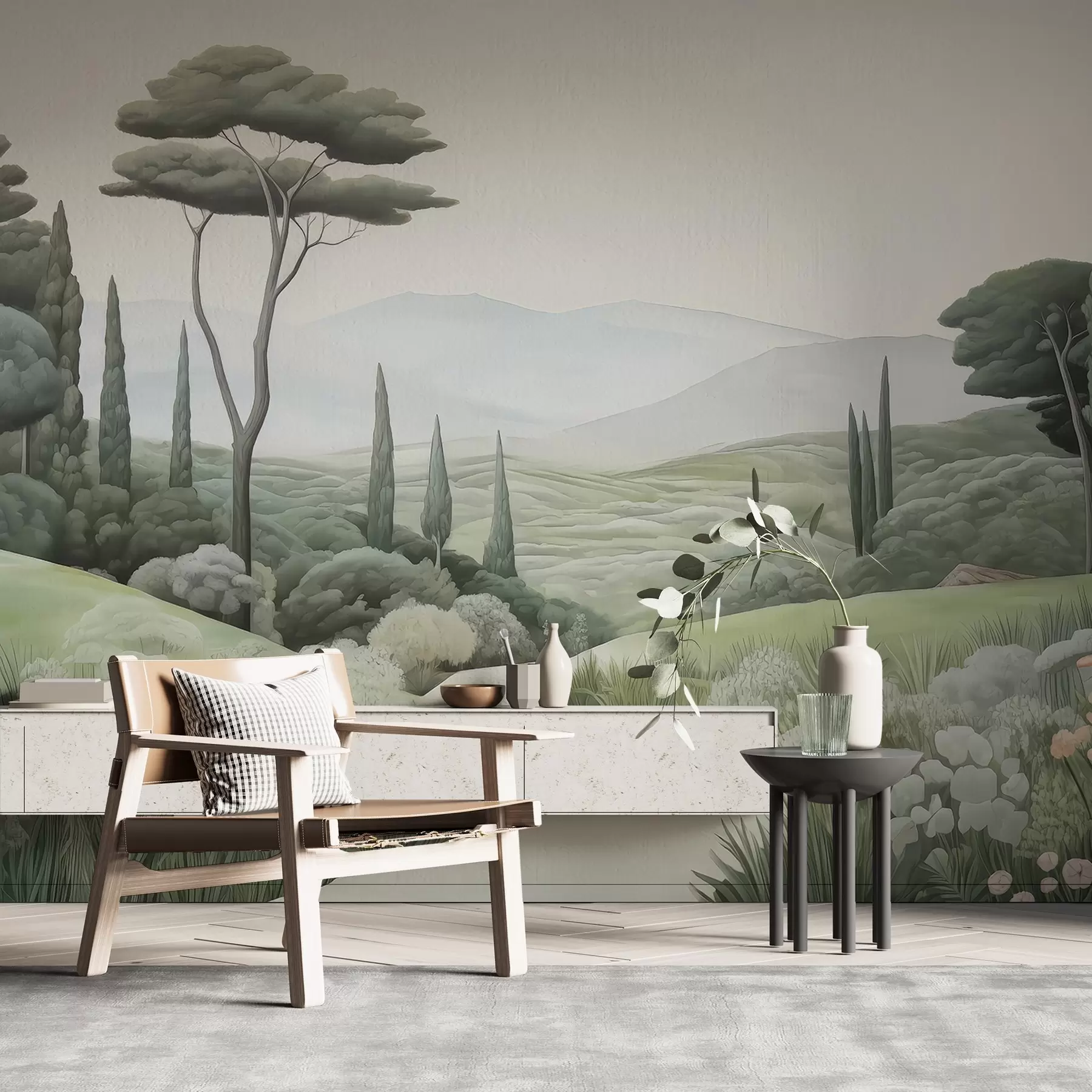 murales de pared Sendero entre cipreses w03659