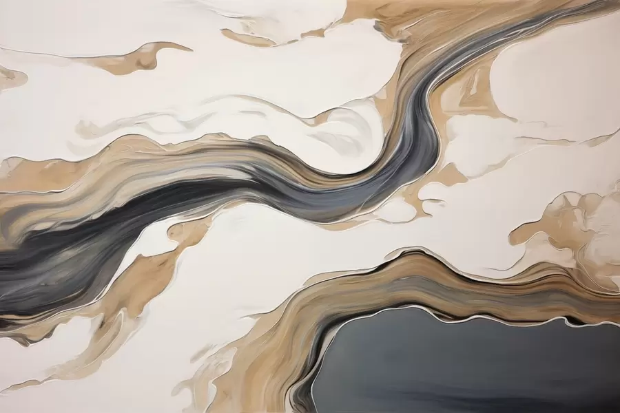 murales de pared Rayas marrón-gris en forma de ondas w09001