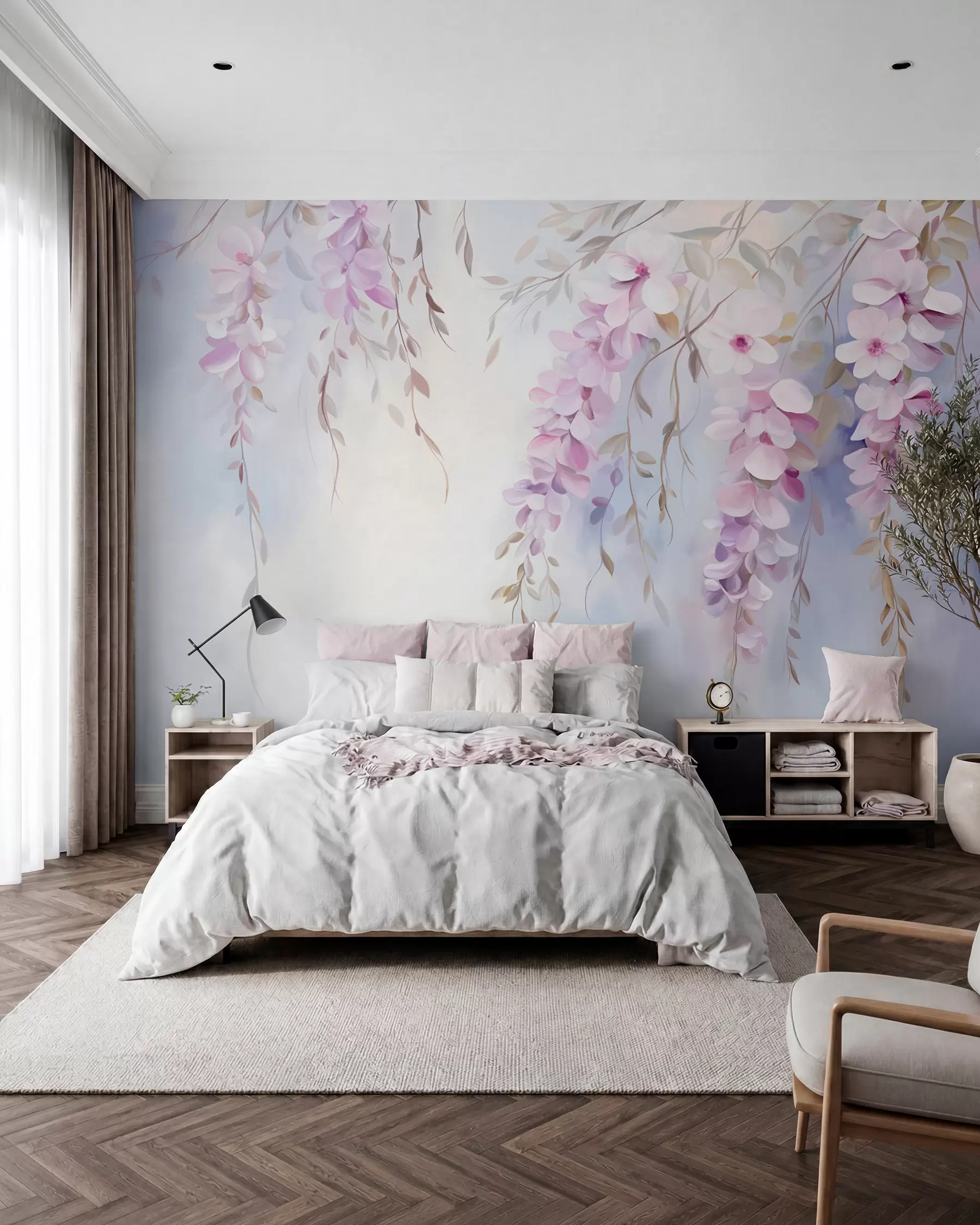murales de pared Glicinia en tonos pastel w09010