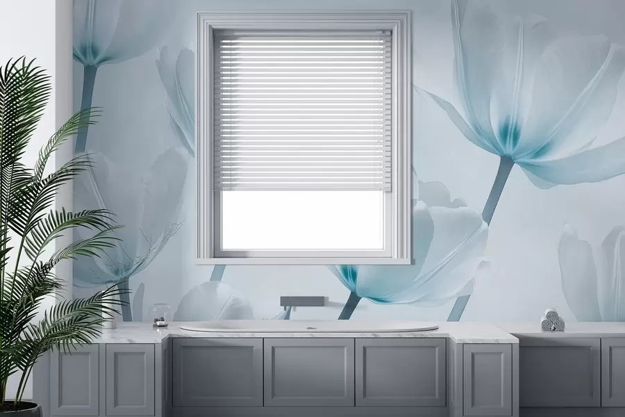 Murales de pared Preciosos tulipanes, florales, colores azules, realismo w03877v1 murales de pared Preciosos tulipanes, florales, colores azules, realismo w03877v1