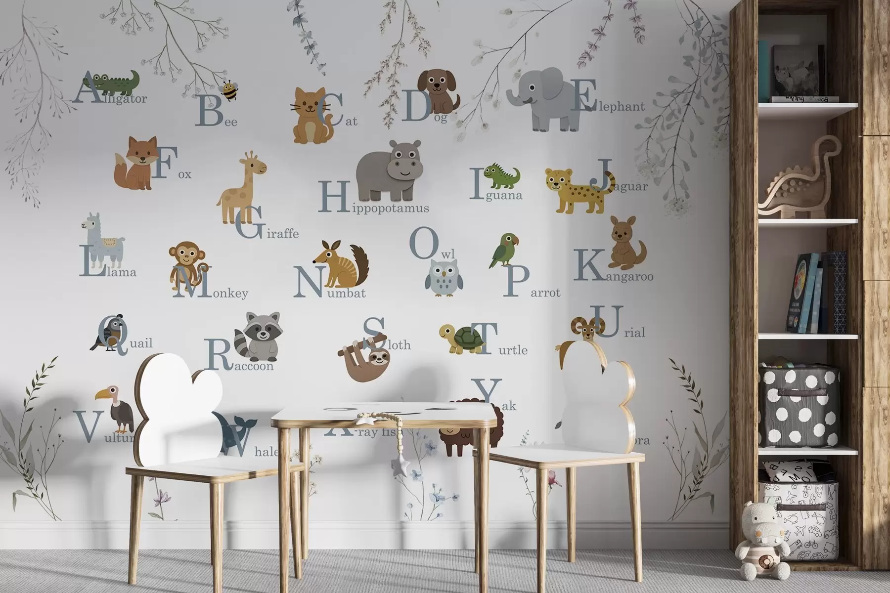 murales de pared Alfabeto minimalista con letras azules w03808