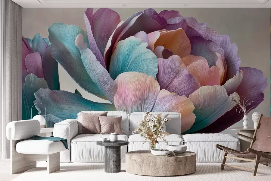 murales de pared Colorida flor de papel crepé w09076