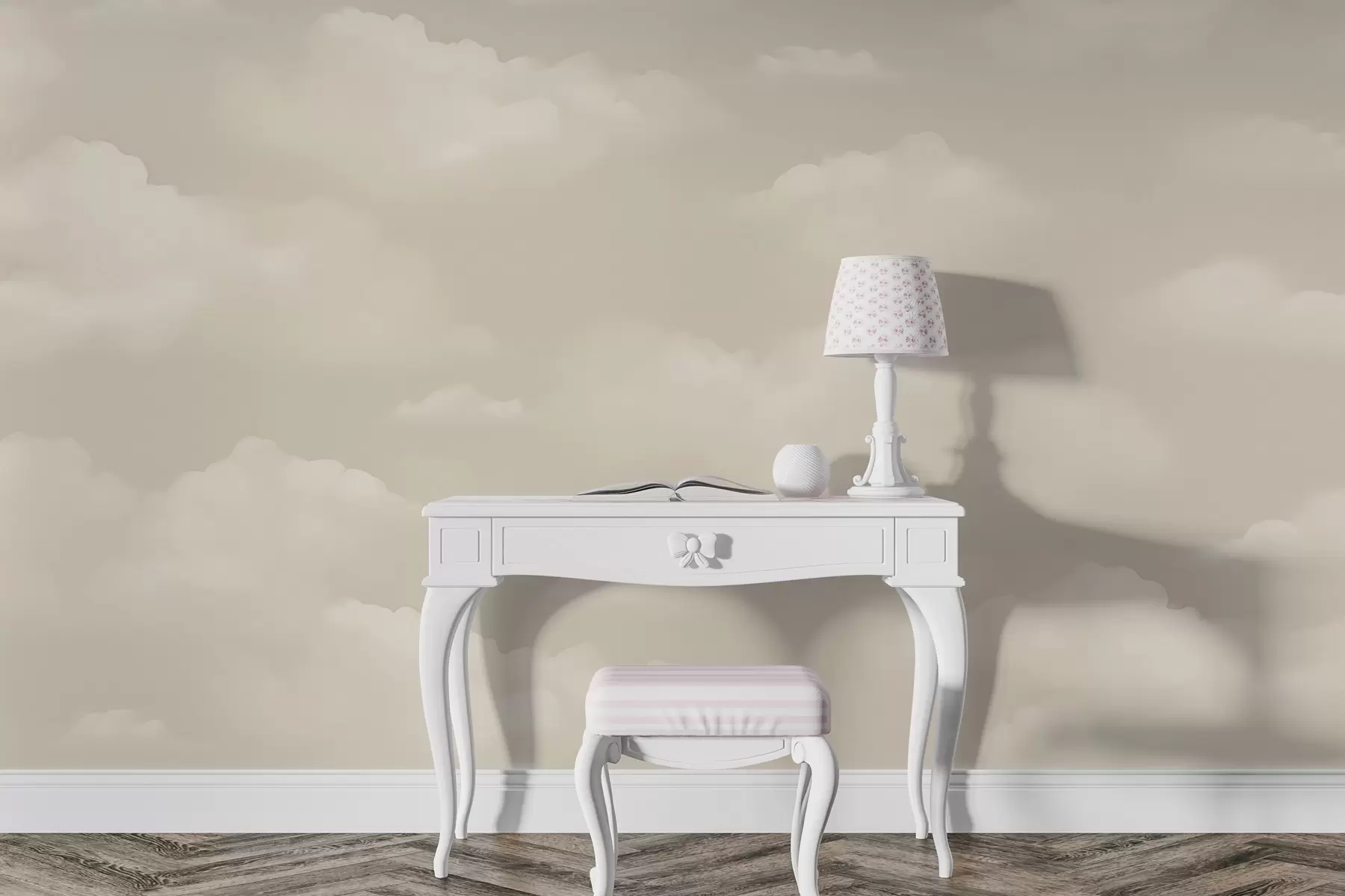 murales de pared Nubes cremosas sobre fondo beige claro w03994