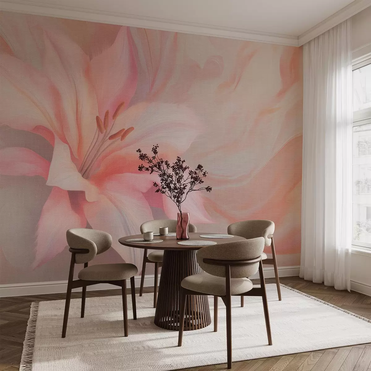 murales de pared Flor de lirio abstracción fluida, floral, dibujo colorido w04006