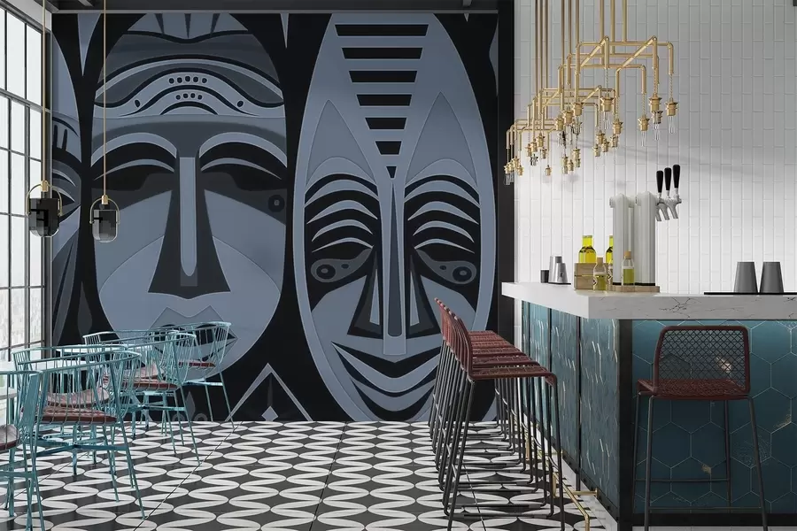 murales de pared Máscaras africanas w04043v1