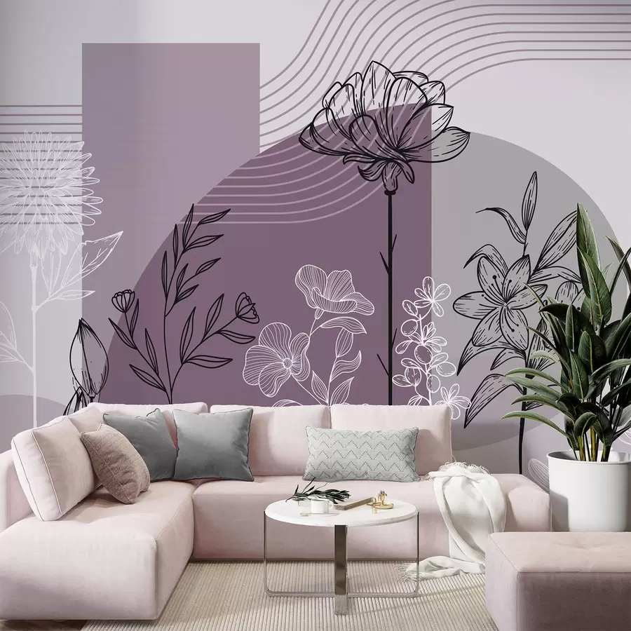 murales de pared Contorno floral boho w04081v2