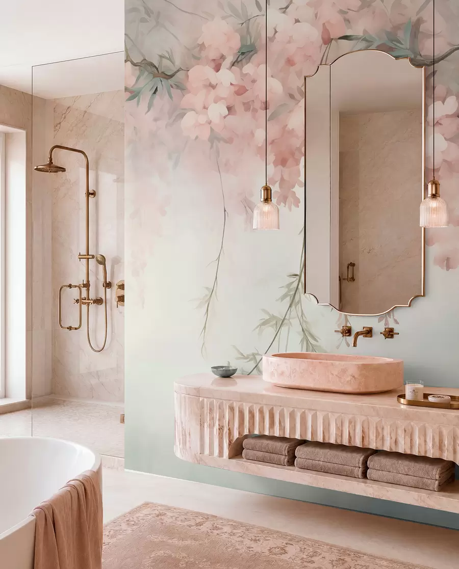 murales de pared Dosel floral en verde salvia w09172v1