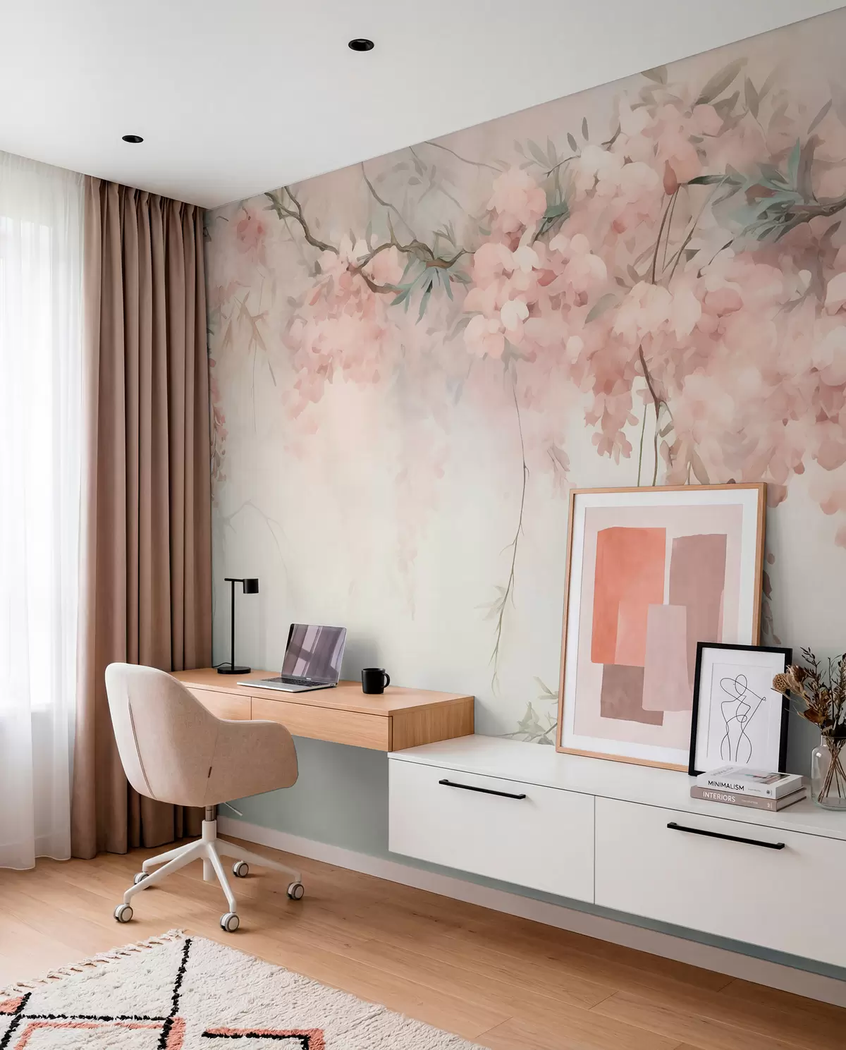 murales de pared Dosel floral en verde salvia w09172v1