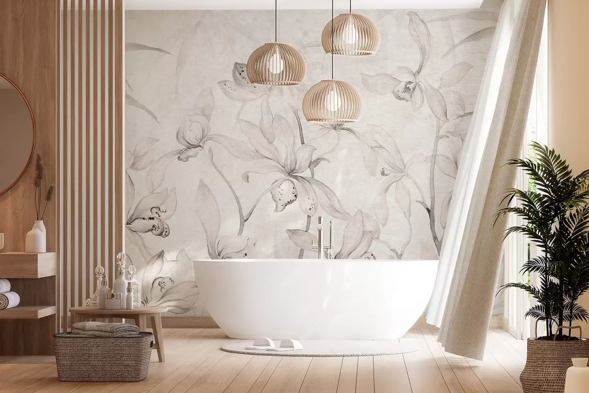 Murales de pared Orquídeas silvestres, tonos beige w03933v1 murales de pared Orquídeas silvestres, tonos beige w03933v1