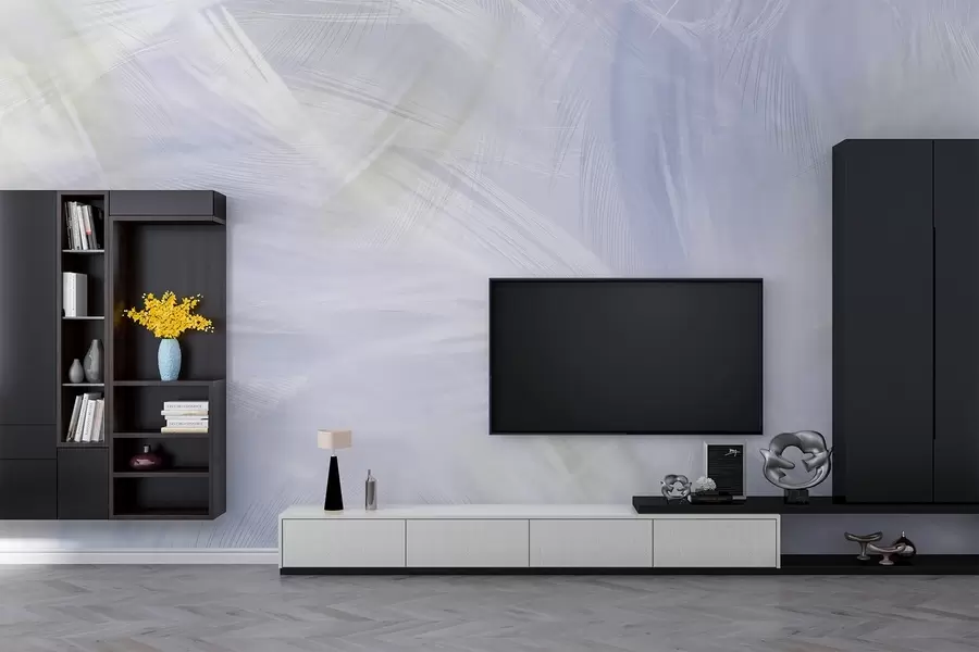 murales de pared plumas vaporosas en tonos beige y azul w04071v1