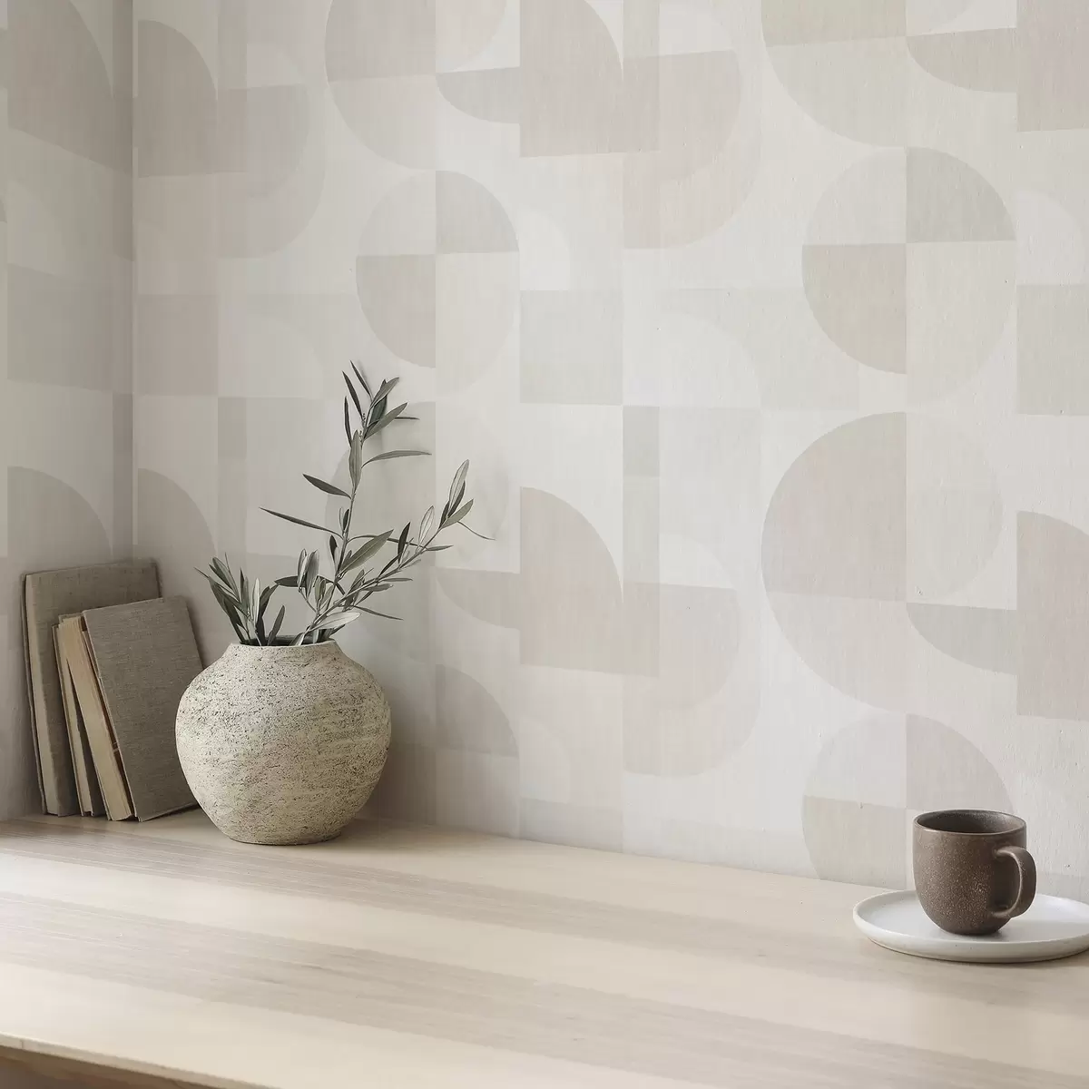 Papel pintado Geometría minimalista en paleta crema claro a00189