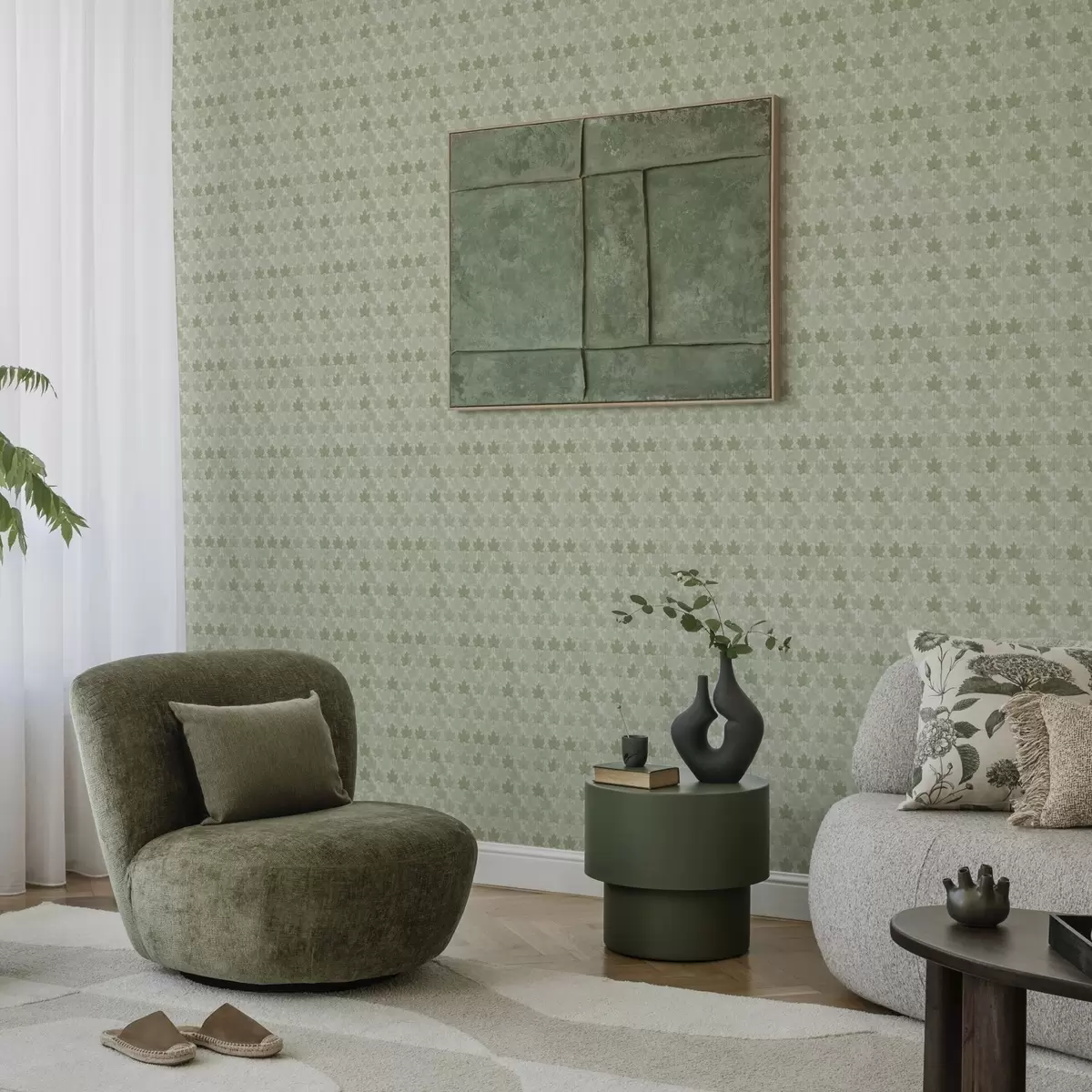 Papel pintado Patrón luminoso con hojas de arce a00195