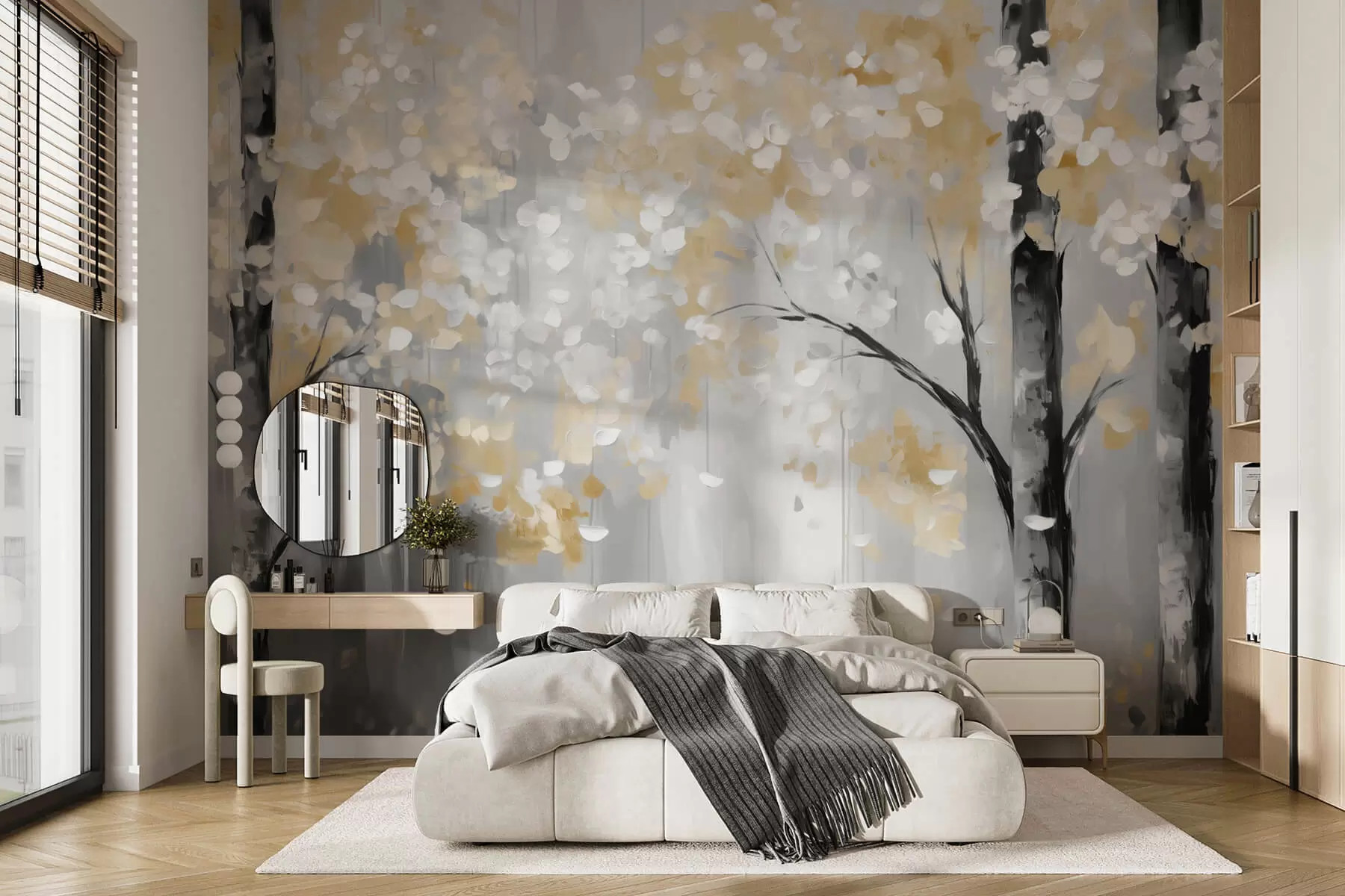 murales de pared Árboles abstractos con trazos de imitación w04017