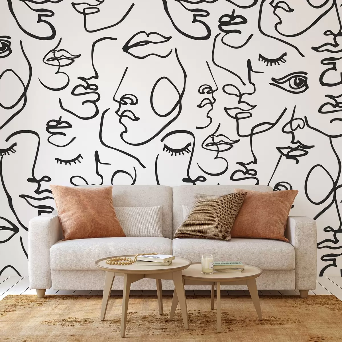 murales de pared Caras abstractas color negro w04121