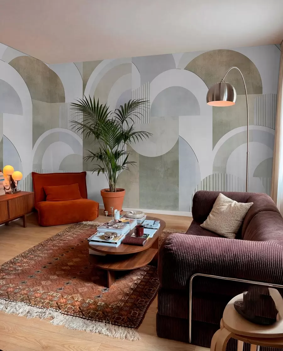 murales de pared Arcos en ritmo salvia y arena w04079