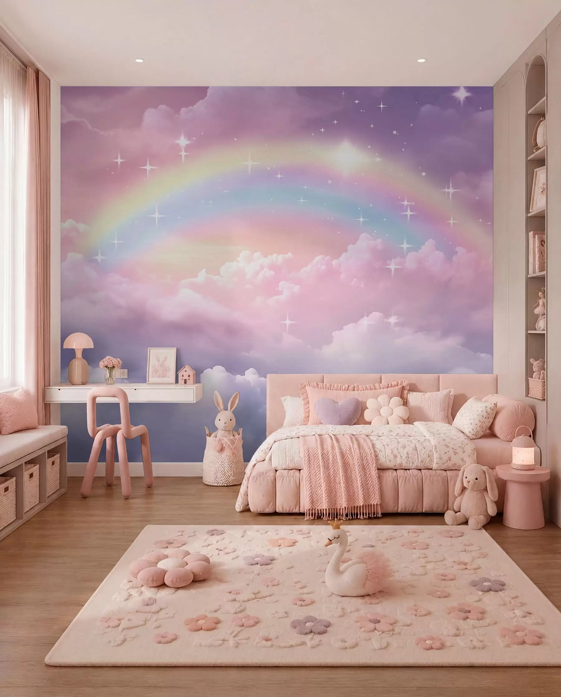 murales de pared Arcoíris entre nubes lavanda w04146